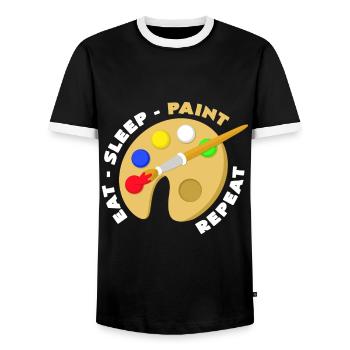 peinture - T-shirt contrasté Homme - noir/blanc - Devant - AI Model Female 172 light (172cm) & AI Model Male 178 light (178cm)