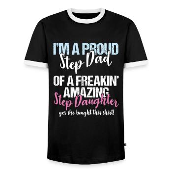 Stepdad I'm A Proud Step Dad Of Amazing Step - Men's Ringer Shirt - black/white - Front - AI Model Female 172 light (172cm) & AI Model Male 178 light (178cm)