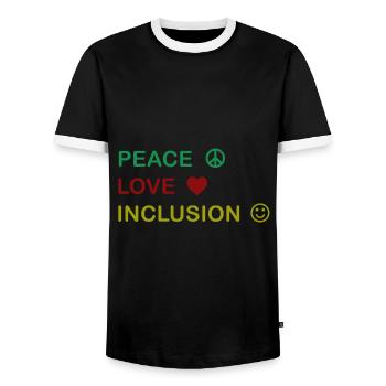 Great for all occassions Inclusion Tee Peace - Men's Ringer Shirt - black/white - Front - AI Model Female 172 light (172cm) & AI Model Male 178 light (178cm)