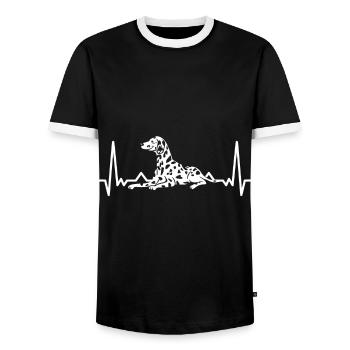 Dalmatian heart pulse - Men's Ringer Shirt - black/white - Front - AI Model Female 172 light (172cm) & AI Model Male 178 light (178cm)