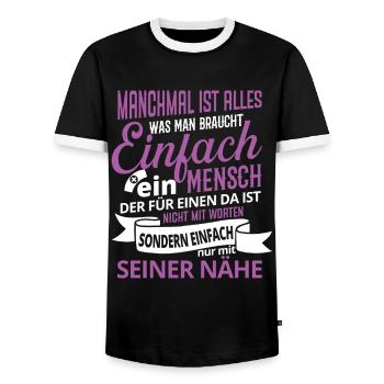 Senior Caregiver Engel Nursing Care Nursing Home - Men's Ringer Shirt - black/white - Front - AI Model Female 172 light (172cm) & AI Model Male 178 light (178cm)