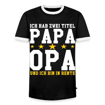 Papa retraite pensionné retraite pensionné retraite - T-shirt contrasté Homme - noir/blanc - Devant - AI Model Female 172 light (172cm) & AI Model Male 178 light (178cm)