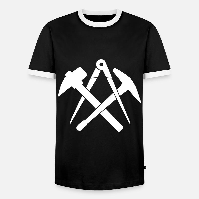 Dachdecker Handwerkszeichen Zunftzeichen - Männer Kontrast-T-Shirt - Schwarz/Weiß