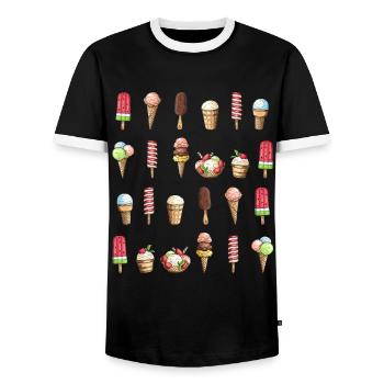 Glace glace - T-shirt contrasté Homme - noir/blanc - Devant - AI Model Female 172 light (172cm) & AI Model Male 178 light (178cm)