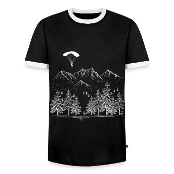 Montagnes de parapente - T-shirt contrasté Homme - noir/blanc - Devant - AI Model Female 172 light (172cm) & AI Model Male 178 light (178cm)