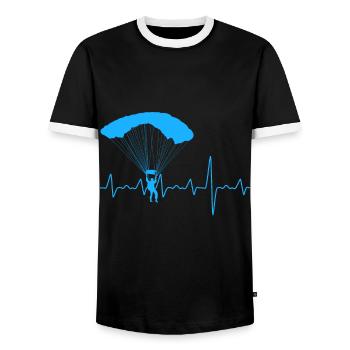 Paragliding heart pulse - Men's Ringer Shirt - black/white - Front - AI Model Female 172 light (172cm) & AI Model Male 178 light (178cm)