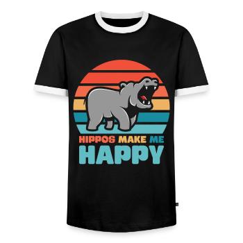 Hippopotame la chance - T-shirt contrasté Homme - noir/blanc - Devant - AI Model Female 172 light (172cm) & AI Model Male 178 light (178cm)