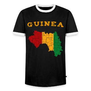Guinée - T-shirt contrasté Homme - noir/blanc - Devant - AI Model Female 172 light (172cm) & AI Model Male 178 light (178cm)