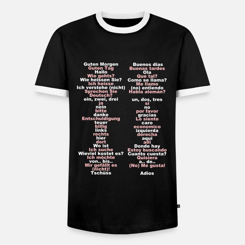 Basis Vokabular Spanisch - Männer Kontrast-T-Shirt - Schwarz/Weiß