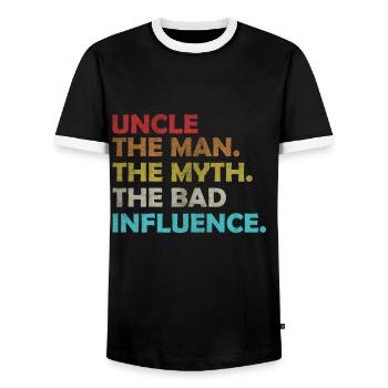Onkel der Mythos / Geschenk für den besten Onkel. - Männer Kontrast-T-Shirt - Schwarz/Weiß - Vorne - AI Model Female 172 light (172cm) & AI Model Male 178 light (178cm)
