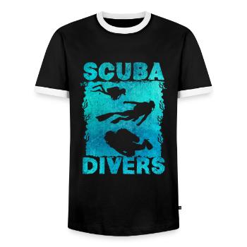 diving - Men's Ringer Shirt - black/white - Front - AI Model Female 172 light (172cm) & AI Model Male 178 light (178cm)