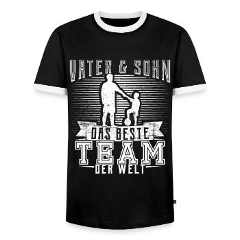 Football father dad son child gift - Men's Ringer Shirt - black/white - Front - AI Model Female 172 light (172cm) & AI Model Male 178 light (178cm)