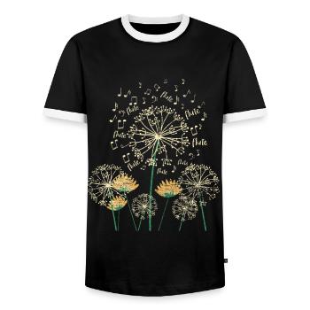 Flute dandelion - Men's Ringer Shirt - black/white - Front - AI Model Female 172 light (172cm) & AI Model Male 178 light (178cm)