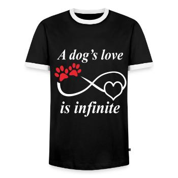 Die Liebe eines Hundes ist unendlich Vier Pfoten - Männer Kontrast-T-Shirt - Schwarz/Weiß - Vorne - AI Model Female 172 light (172cm) & AI Model Male 178 light (178cm)