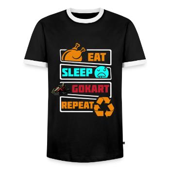 Eat Sleep Go Kart Go-kart Repeat Cart Racing Kids - Men's Ringer Shirt - black/white - Front - AI Model Female 172 light (172cm) & AI Model Male 178 light (178cm)