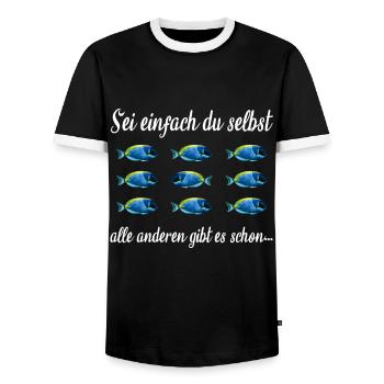 Soyez simplement vous-même confiant contre le courant - T-shirt contrasté Homme - noir/blanc - Devant - AI Model Female 172 light (172cm) & AI Model Male 178 light (178cm)