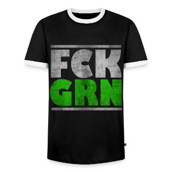 FCK GRN Anti Grün Gegen Grüne Cooles Geschenk - Männer Kontrast-T-Shirt - Schwarz/Weiß - Vorne - AI Model Female 172 light (172cm) & AI Model Male 178 light (178cm)