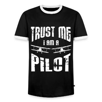 Pilot - Croyez-moi, je suis un pilote - T-shirt contrasté Homme - noir/blanc - Devant - AI Model Female 172 light (172cm) & AI Model Male 178 light (178cm)