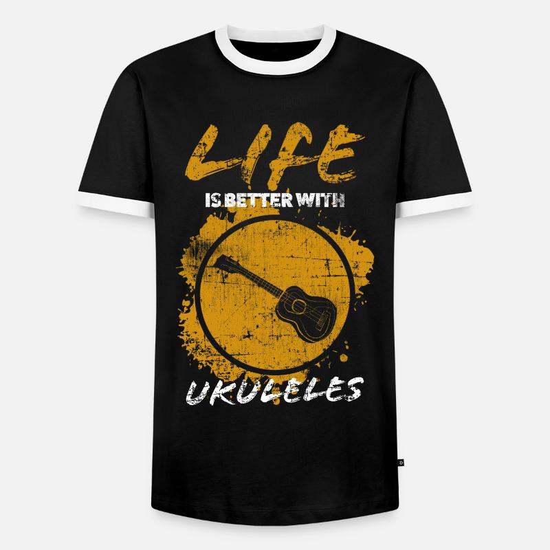 Ukulele - Männer Kontrast-T-Shirt - Schwarz/Weiß