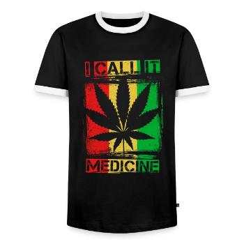 Weed Hemp Hippie Retro THC 420 Gift - Men's Ringer Shirt - black/white - Front - AI Model Female 172 light (172cm) & AI Model Male 178 light (178cm)