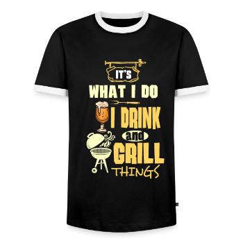 Grill Grillen BBQ Beer - Männer Kontrast-T-Shirt - Schwarz/Weiß - Vorne - AI Model Female 172 light (172cm) & AI Model Male 178 light (178cm)