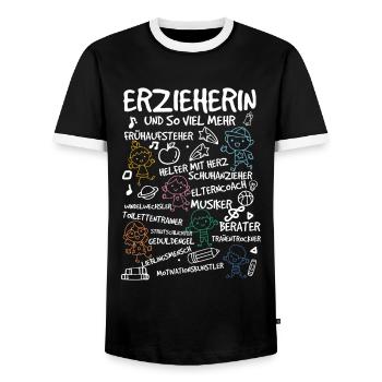 ERZIEHERIN - Kindergarten Kita Geschenkidee - Männer Kontrast-T-Shirt - Schwarz/Weiß - Vorne - AI Model Female 172 light (172cm) & AI Model Male 178 light (178cm)