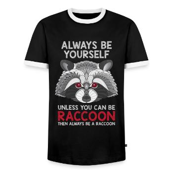Waschbär Geschenkidee - Männer Kontrast-T-Shirt - Schwarz/Weiß - Vorne - AI Model Female 172 light (172cm) & AI Model Male 178 light (178cm)