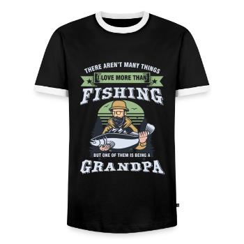 Fischen-Fischer fischt Fisch-Geschenk, das ich mehr liebe - Männer Kontrast-T-Shirt - Schwarz/Weiß - Vorne - AI Model Female 172 light (172cm) & AI Model Male 178 light (178cm)