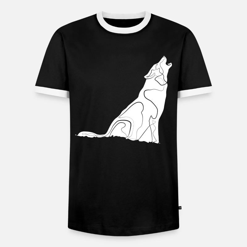 Wolf - Men's Ringer Shirt - black/white