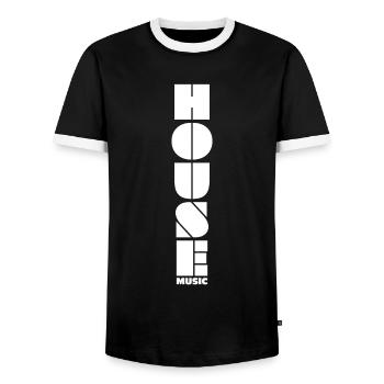 House - Men's Ringer Shirt - black/white - Front - AI Model Female 172 light (172cm) & AI Model Male 178 light (178cm)