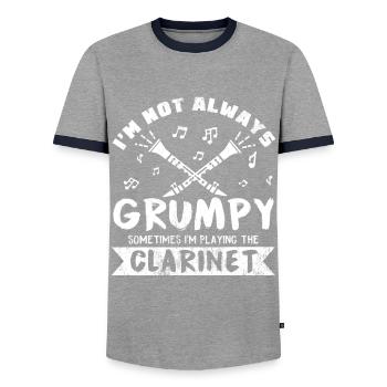 Funny clarinetist saying clarinet gift - Men's Ringer Shirt - grey/navy  - Front - AI Model Female 172 light (172cm) & AI Model Male 178 light (178cm)