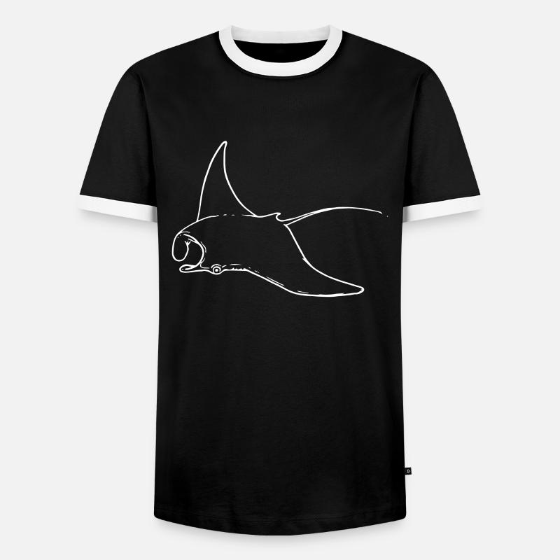 Rochen Manta - Männer Kontrast-T-Shirt - Schwarz/Weiß