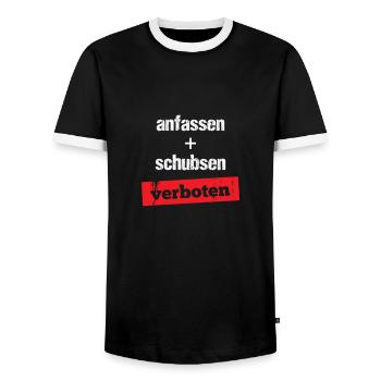 Festival slogan Touch Forbidden Festival Party - Men's Ringer Shirt - black/white - Front - AI Model Female 172 light (172cm) & AI Model Male 178 light (178cm)