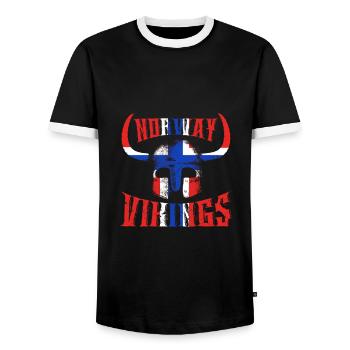 Norwegen Wikinger - Männer Kontrast-T-Shirt - Schwarz/Weiß - Vorne - AI Model Female 172 light (172cm) & AI Model Male 178 light (178cm)