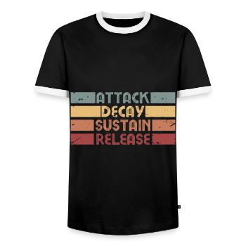 ADSR Synthétiseur Rétro Musique Cadeau design - T-shirt contrasté Homme - noir/blanc - Devant - AI Model Female 172 light (172cm) & AI Model Male 178 light (178cm)
