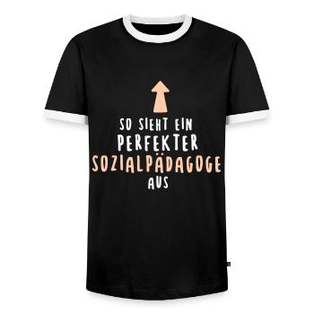 Sozialpädagoge Soziale Arbeit Sozialpädagogik - Männer Kontrast-T-Shirt - Schwarz/Weiß - Vorne - AI Model Female 172 light (172cm) & AI Model Male 178 light (178cm)