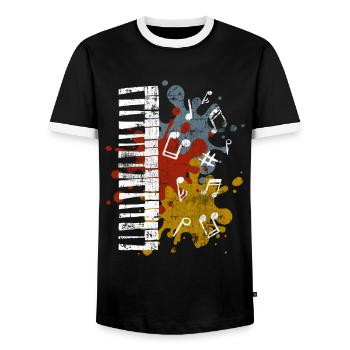 Klavier - Männer Kontrast-T-Shirt - Schwarz/Weiß - Vorne - AI Model Female 172 light (172cm) & AI Model Male 178 light (178cm)