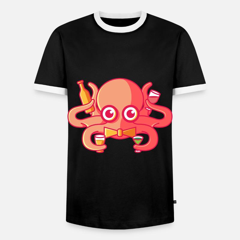 Octopus bartender - Men's Ringer Shirt - black/white