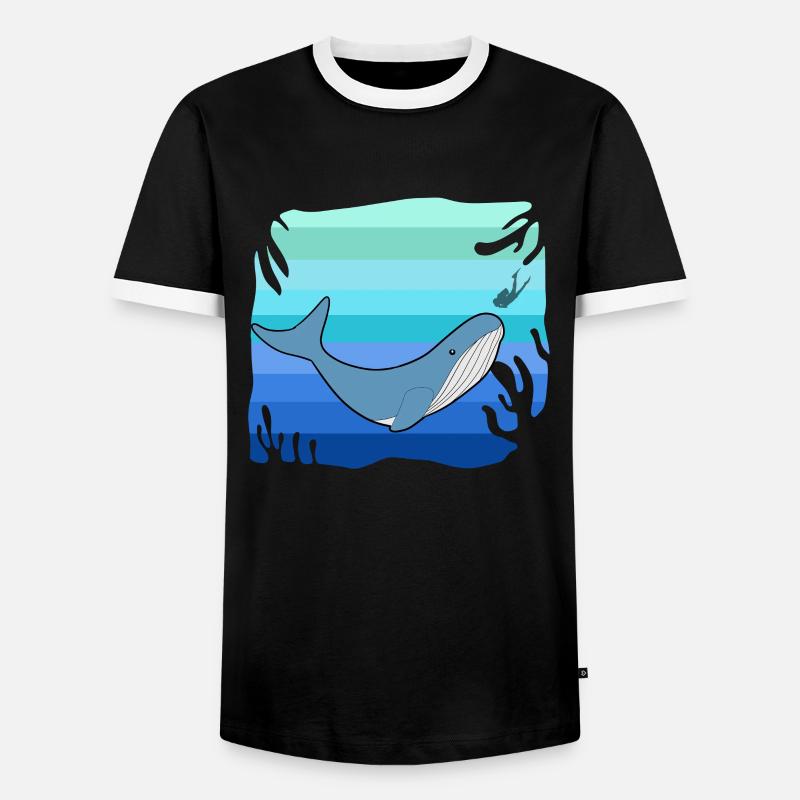 Wal Minkwal Grauwal Blauwal Pottwal Orca Beluga - Männer Kontrast-T-Shirt - Schwarz/Weiß