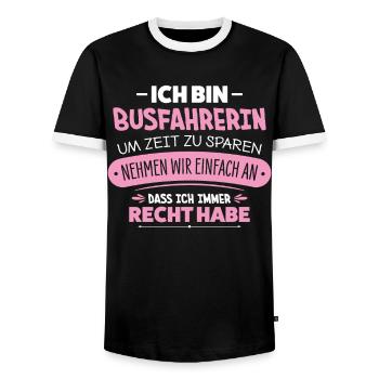 Busfahrerin - Männer Kontrast-T-Shirt - Schwarz/Weiß - Vorne - AI Model Female 172 light (172cm) & AI Model Male 178 light (178cm)
