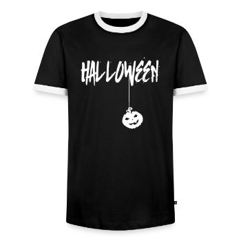 Halloween Halloween Halloween Halloween - Men's Ringer Shirt - black/white - Front - AI Model Female 172 light (172cm) & AI Model Male 178 light (178cm)