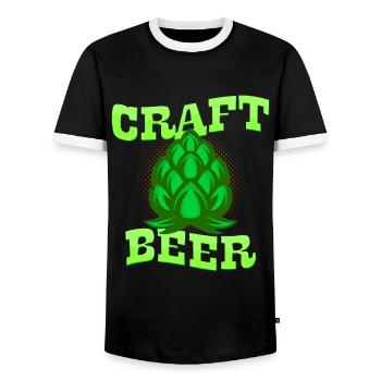 Bière artisanale - T-shirt contrasté Homme - noir/blanc - Devant - AI Model Female 172 light (172cm) & AI Model Male 178 light (178cm)