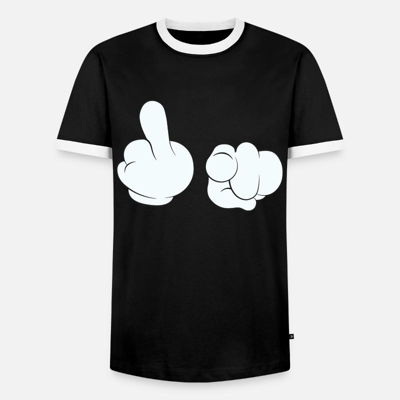 Fick dich Stinkefinger Mittelfinger - Männer Kontrast-T-Shirt - Schwarz/Weiß