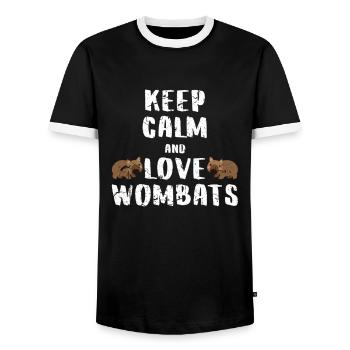 Wombat Liebe - Männer Kontrast-T-Shirt - Schwarz/Weiß - Vorne - AI Model Female 172 light (172cm) & AI Model Male 178 light (178cm)