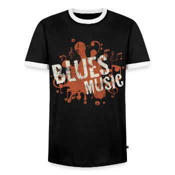 Blues Musik - Männer Kontrast-T-Shirt - Schwarz/Weiß - Vorne - AI Model Female 172 light (172cm) & AI Model Male 178 light (178cm)