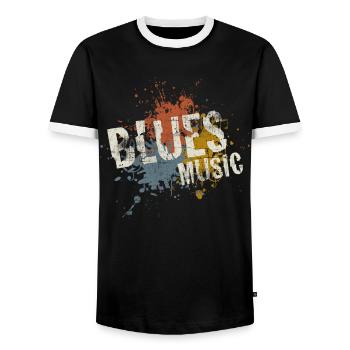 Blues - Männer Kontrast-T-Shirt - Schwarz/Weiß - Vorne - AI Model Female 172 light (172cm) & AI Model Male 178 light (178cm)