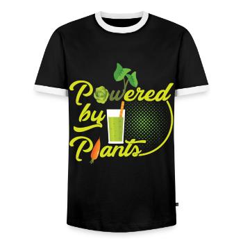Powered by plants - Männer Kontrast-T-Shirt - Schwarz/Weiß - Vorne - AI Model Female 172 light (172cm) & AI Model Male 178 light (178cm)