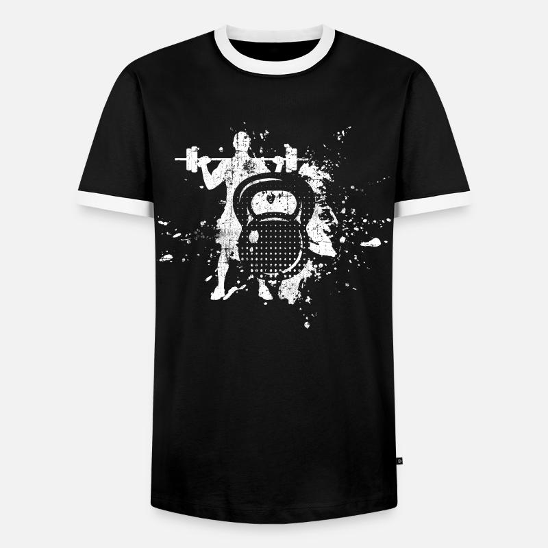 Weight training - Men's Ringer Shirt - black/white