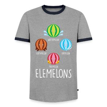 Watermelon Element Chemistry Water Earth Fire Air - Men's Ringer Shirt - grey/navy  - Front - AI Model Female 172 light (172cm) & AI Model Male 178 light (178cm)