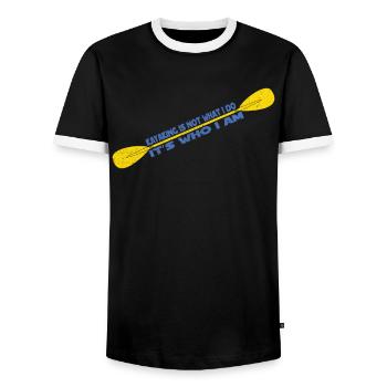 Kayaking Tshirt Kayak - Men's Ringer Shirt - black/white - Front - AI Model Female 172 light (172cm) & AI Model Male 178 light (178cm)